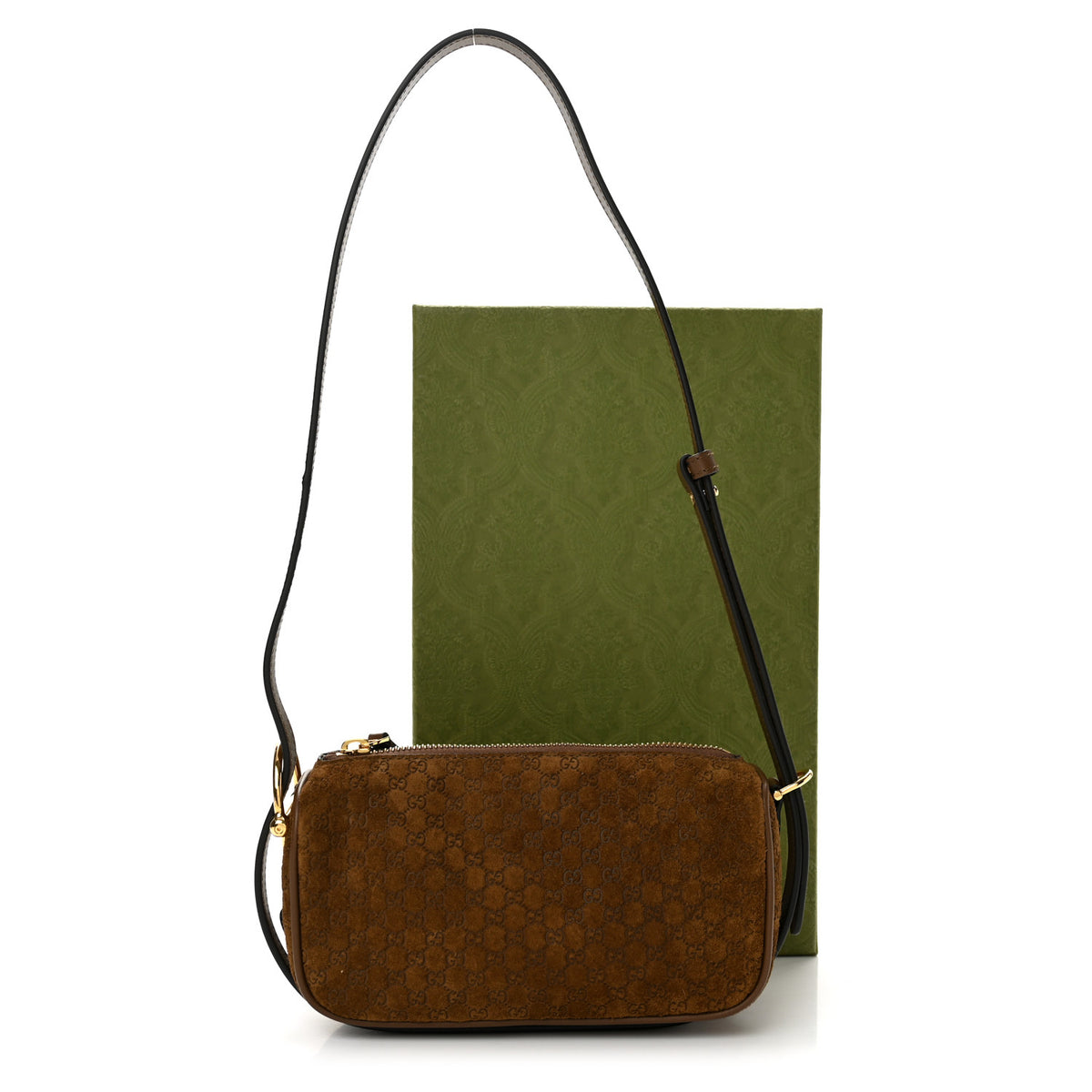 Gucci Suede GG Monogram Half Horsebit Mini Shoulder Bag Brown 12 of 12