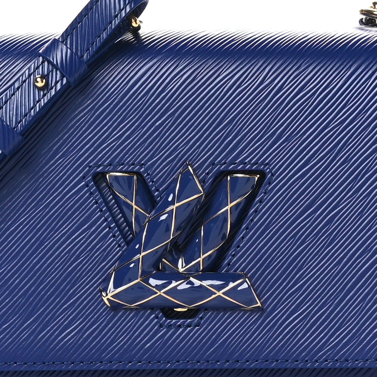 Epi Enamel Wave Twist Shoulder Bag MM Smalt Blue