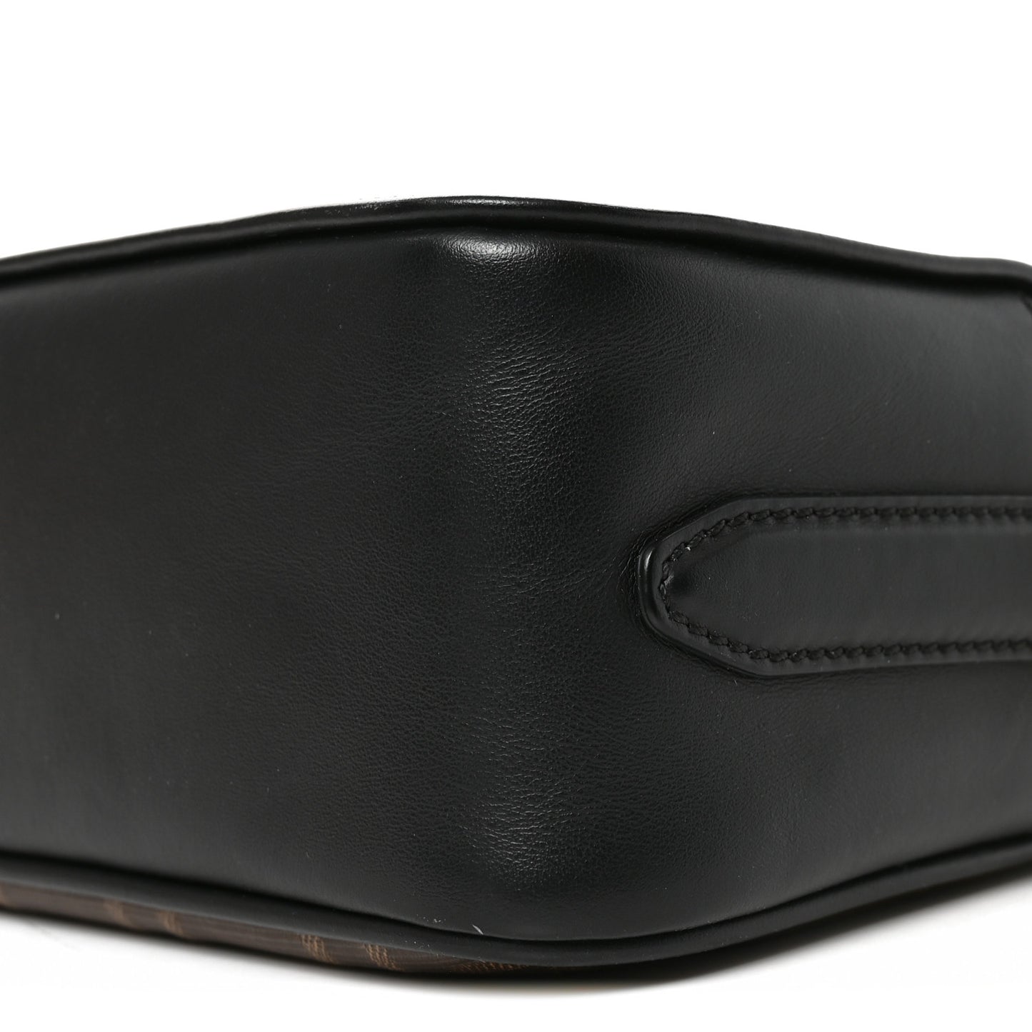 Glazed Fabric Vitello Century FF 1974 Stamp Patch Camera Case Mogano Panna Black