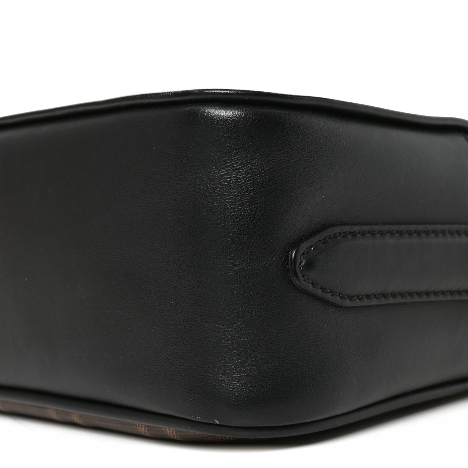 Fendi Glazed Fabric Vitello Century FF 1974 Stamp Patch Camera Case Mogano Panna Black 10 of 10