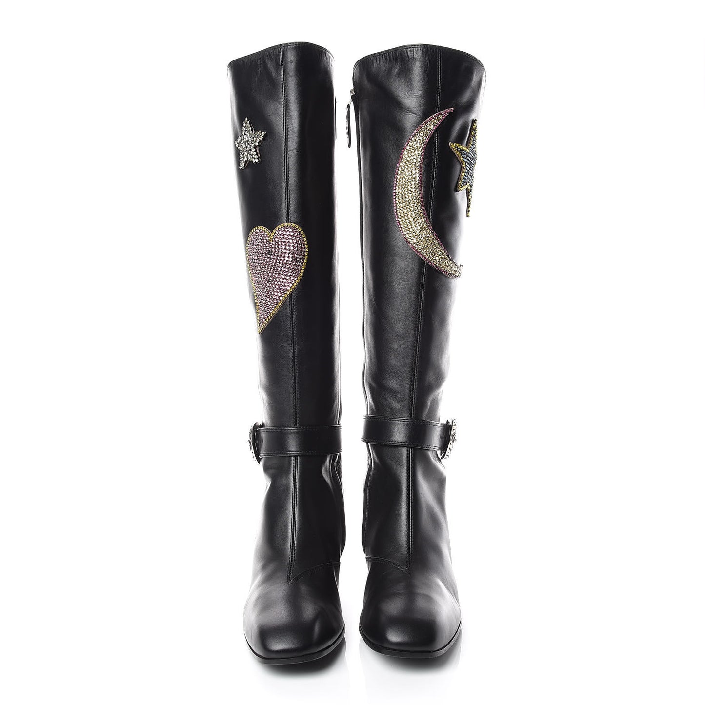 Calfskin Dionysus Embellished Elizabeth Knee High Boots 40 Black