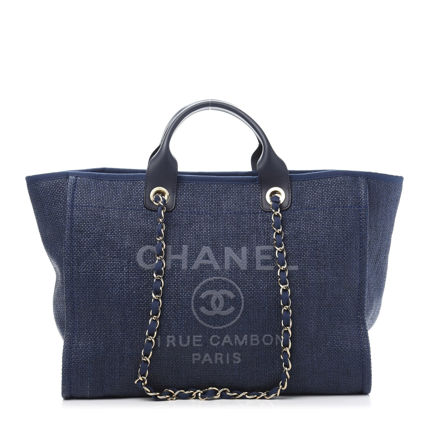 Woven Straw Raffia Medium Deauville Tote Black
