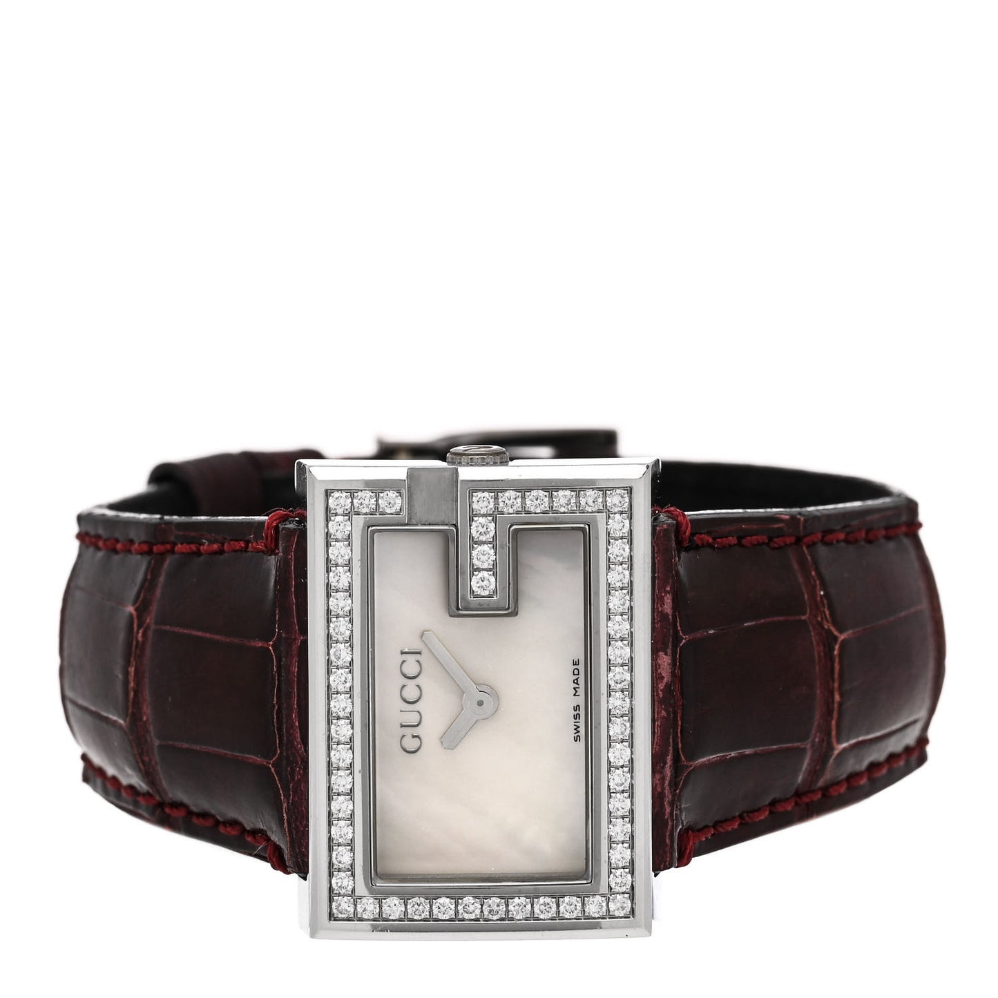 Stainless Steel Alligator Diamond Bezel Mother of Pearl 31mm 100L Quartz Watch