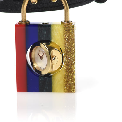 Gucci Stainless Steel Plexiglass Calfskin Mother of Pearl 30mm Twirl Lock Quartz Watch 7 of 8