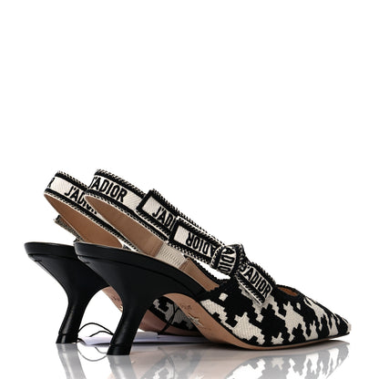 Christian Dior Cotton Ribbon Macro Houndstooth J'Adior Slingback 65mm Pumps 36.5 White Black 4 of 10