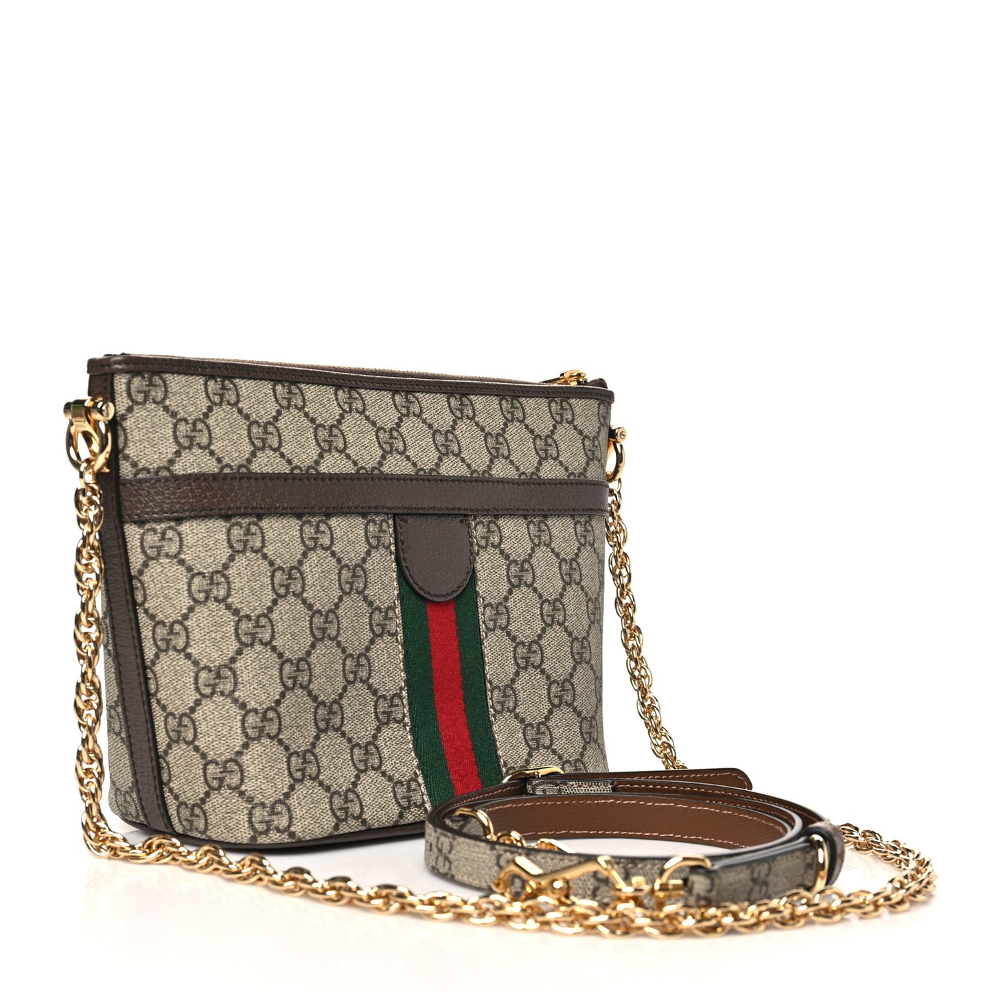 GG Supreme Monogram Web Mini Ophidia Shoulder Bag Brown