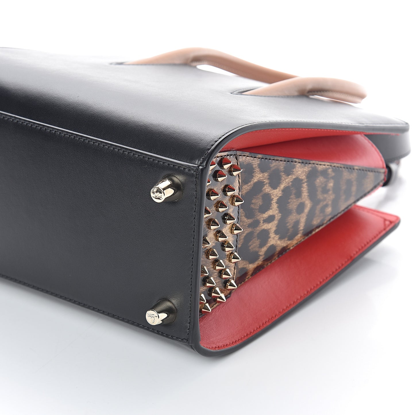 Calfskin Patent Leopard Studded Small Paloma Black