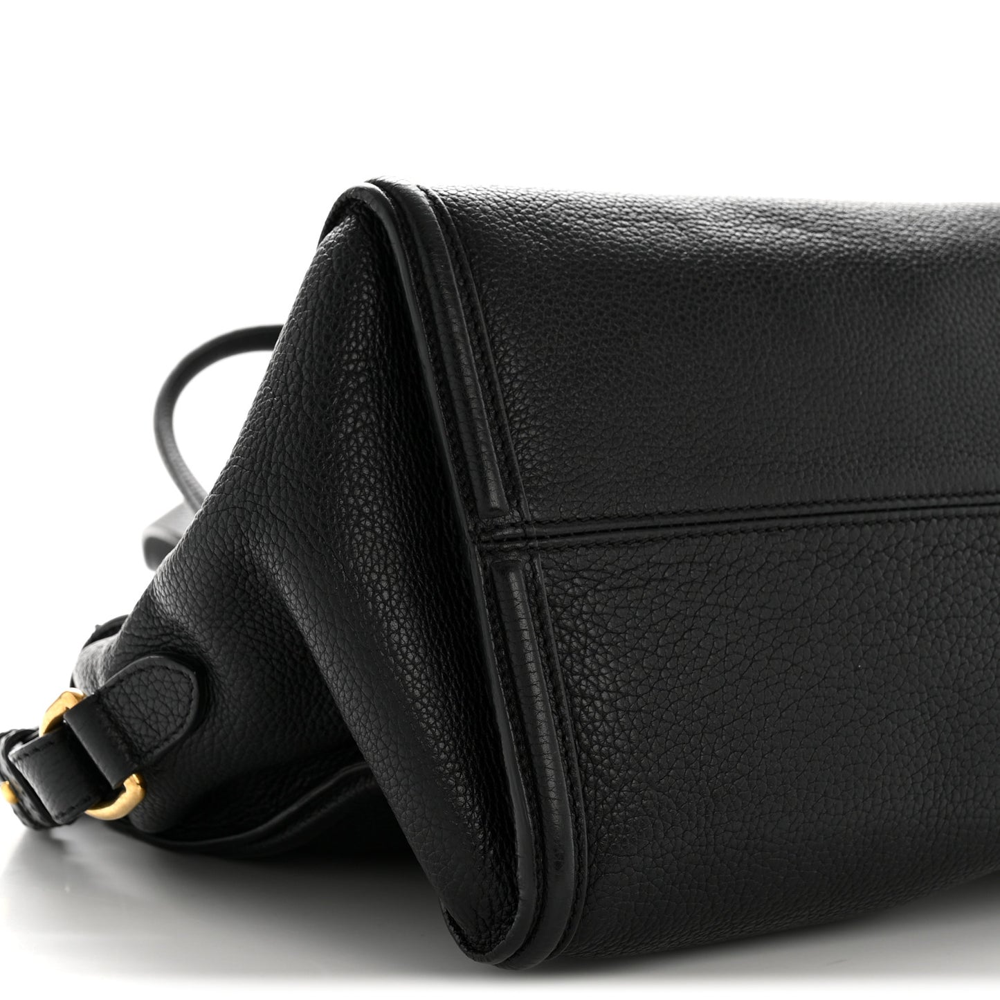 Pebbled Calfskin Small Skull Padlock Zip Around Tote Black