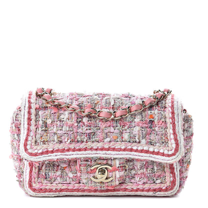 Chanel Tweed Braid Mini Flap White Pink 1 of 14