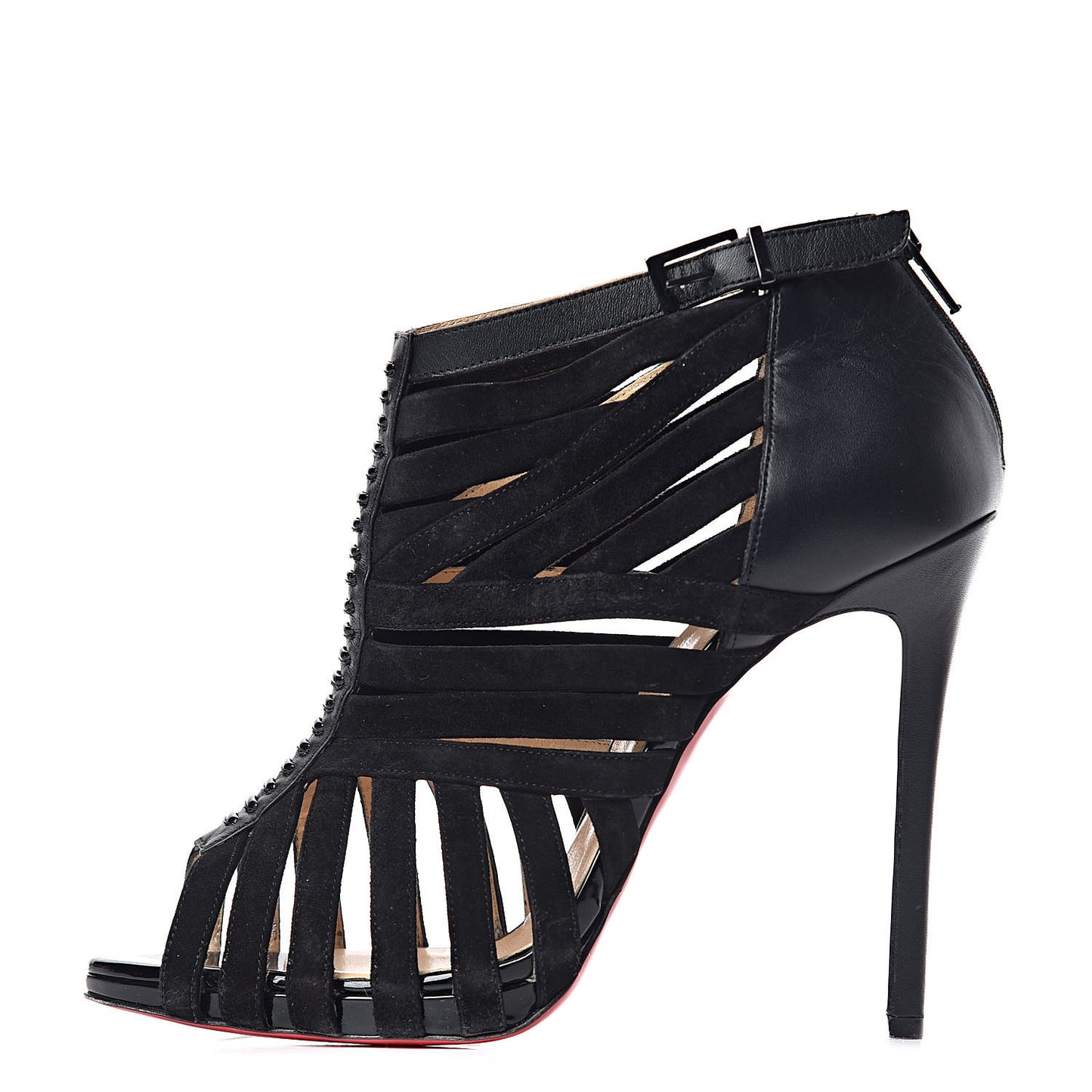 Suede Calfskin Patent Karina 120 Booties 39.5 Black
