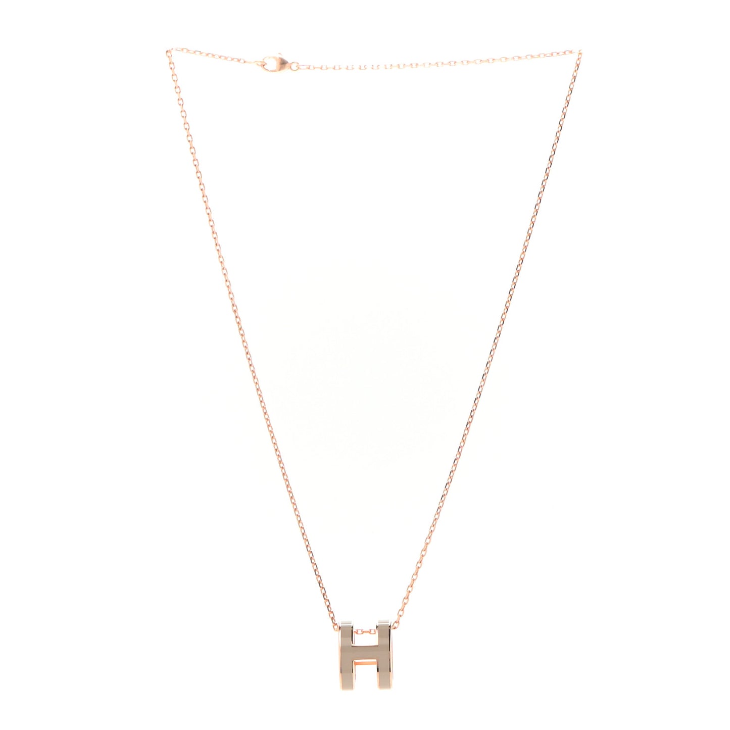 Lacquered Rose Gold Pop H Pendant Necklace Marron Glace