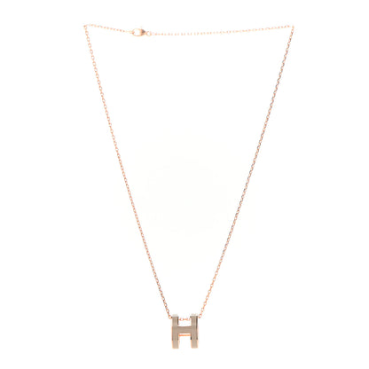 Hermes Lacquered Rose Gold Pop H Pendant Necklace Marron Glace 3 of 5