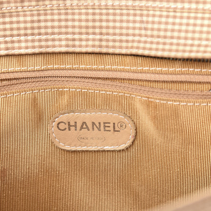 Chanel Toile Gingham Quilted CC Tote Shoulder Bag Beige 6 of 15