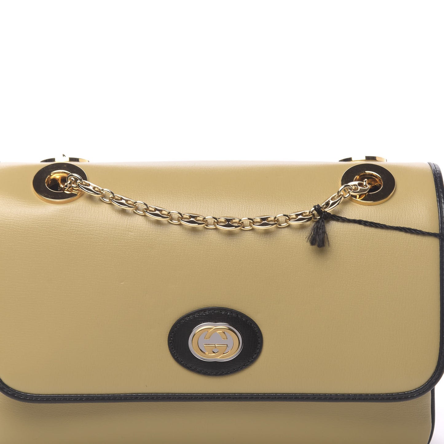 Azalea Calfskin Bi-Color Small Marina Chain Shoulder Bag Beige Black