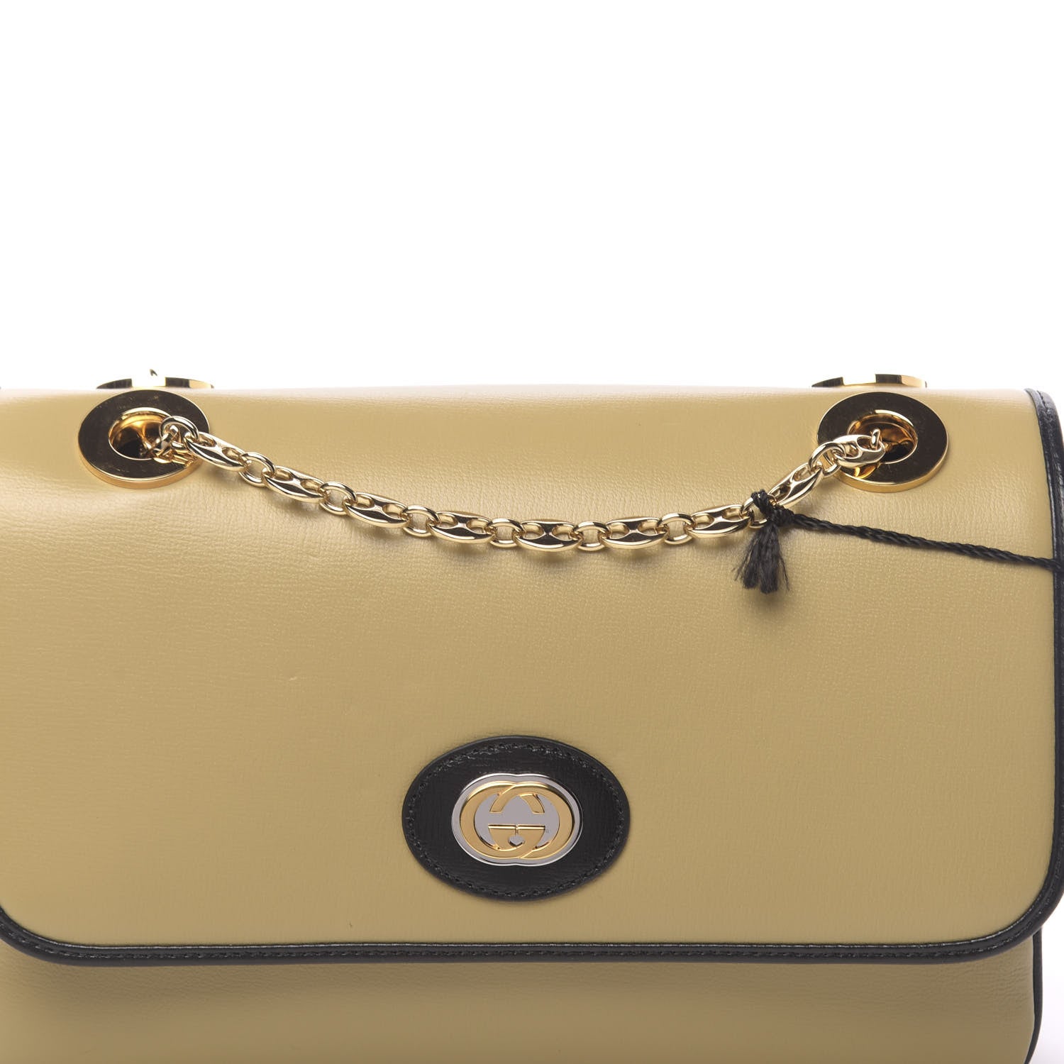 Gucci Azalea Calfskin Bi-Color Small Marina Chain Shoulder Bag Beige Black 9 of 12