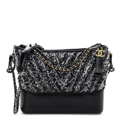 Chanel Tweed PVC Patent Chevron Quilted Medium Gabrielle Hobo Blue 1 of 11