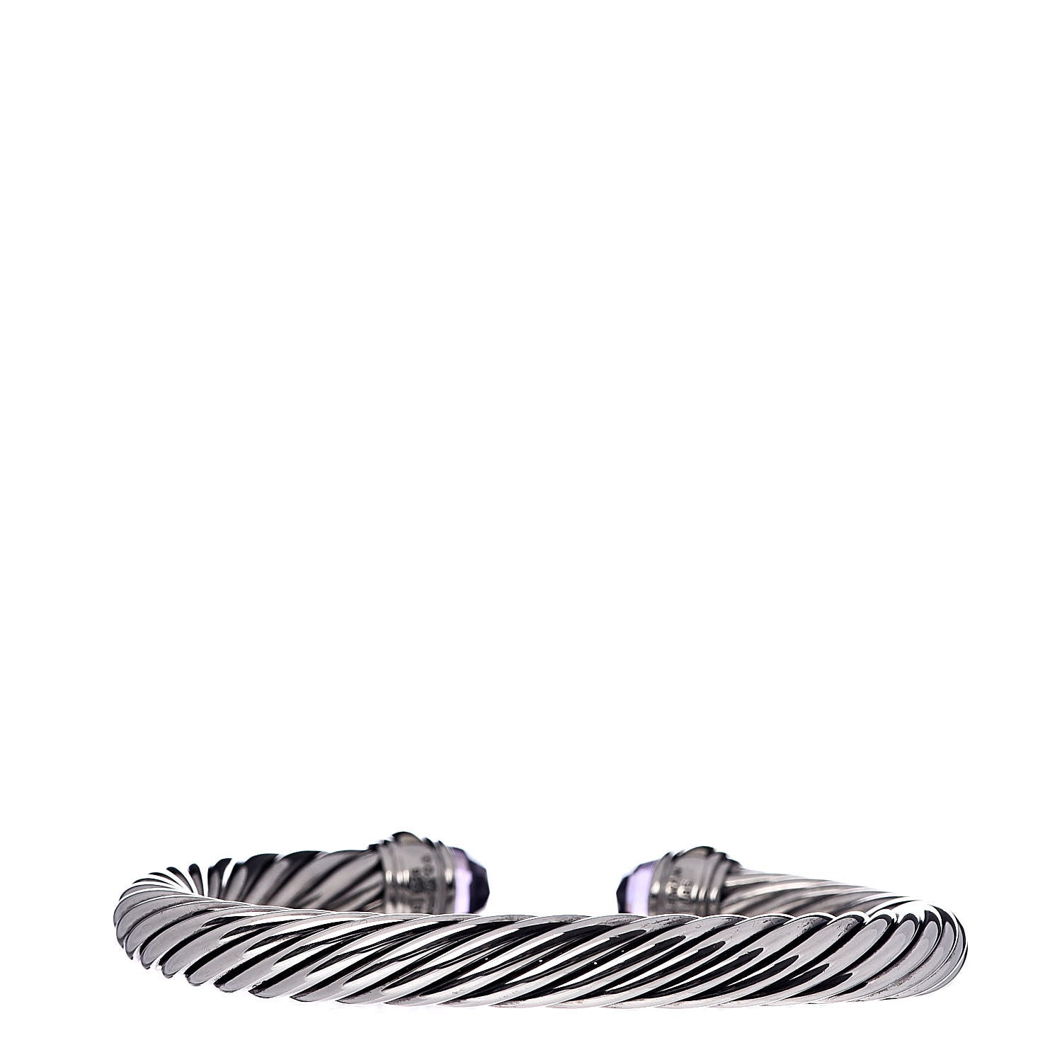 David Yurman Sterling Silver 14K Yellow Gold Amethyst 7mm Cable Classics Bracelet 3 of 5