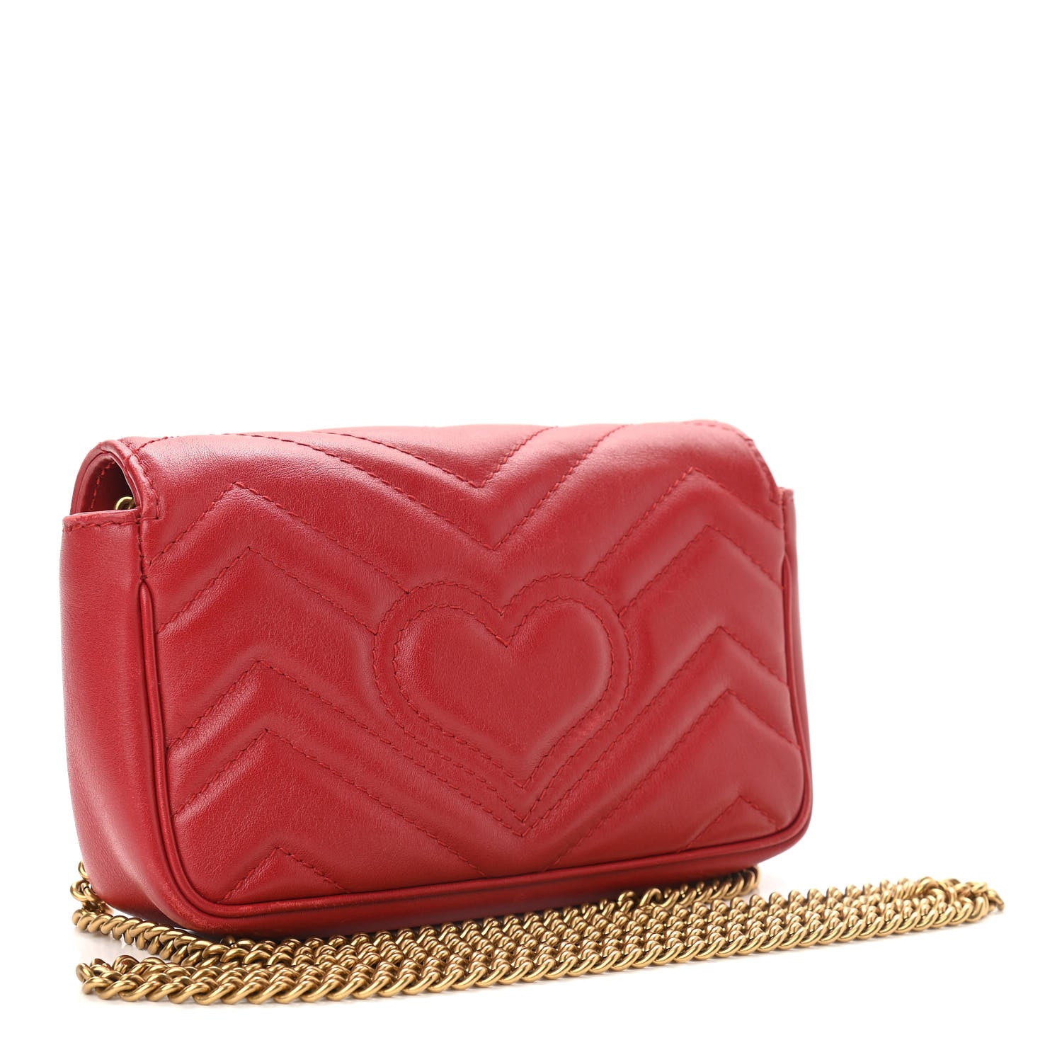 Gucci Calfskin Matelasse Super Mini GG Marmont Shoulder Bag Hibiscus Red 3 of 11