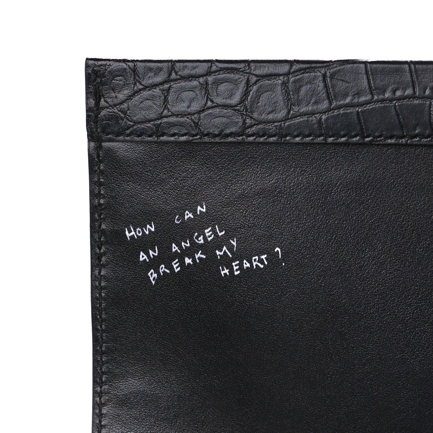 Calfskin Crocodile Embossed Medium Babylone Black