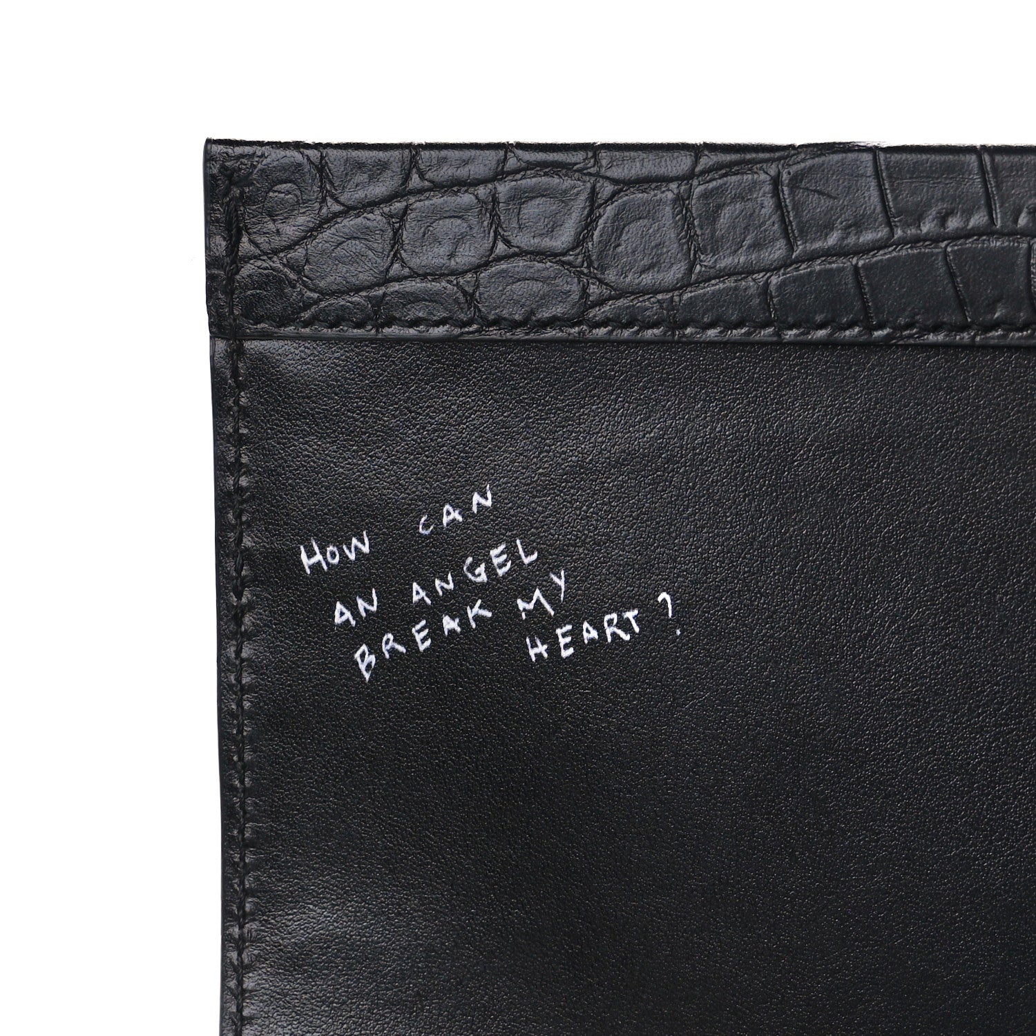 Saint Laurent Calfskin Crocodile Embossed Medium Babylone Black 9 of 12