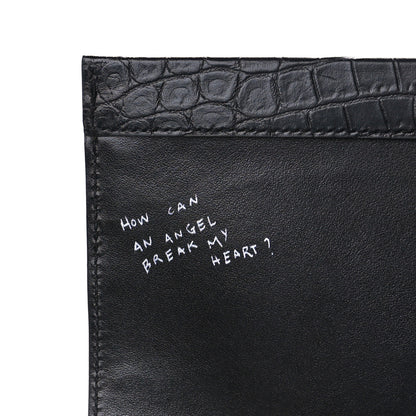 Saint Laurent Calfskin Crocodile Embossed Medium Babylone Black 9 of 12