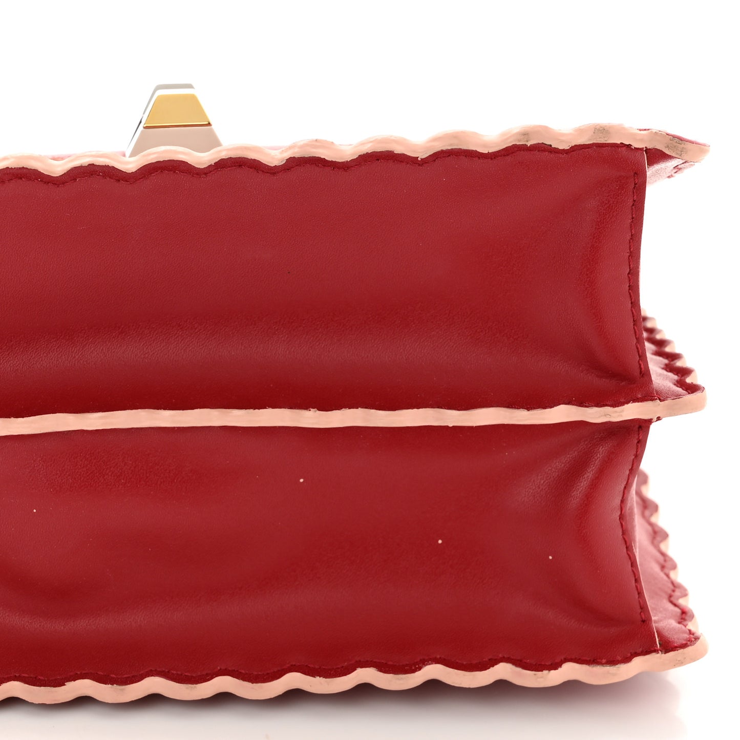Vitello Liberty Scalloped Studded Small Kan I Shoulder Bag Fragola