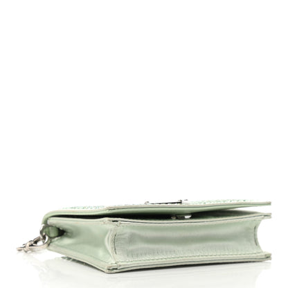 Prada Satin Crystal Metal Triangle Logo Card Holder With Strap Acqua 4 of 11