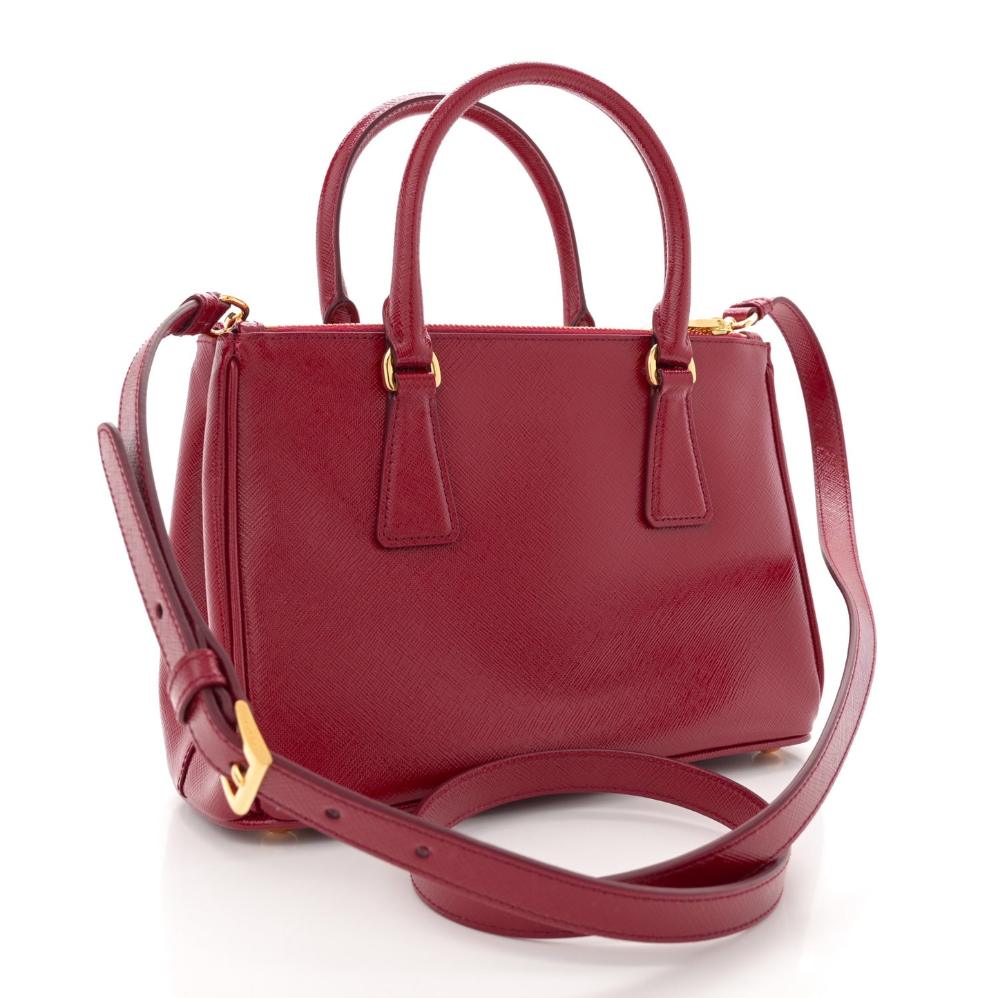 Saffiano Vernice Mini Galleria Double Zip Tote Scarlatto