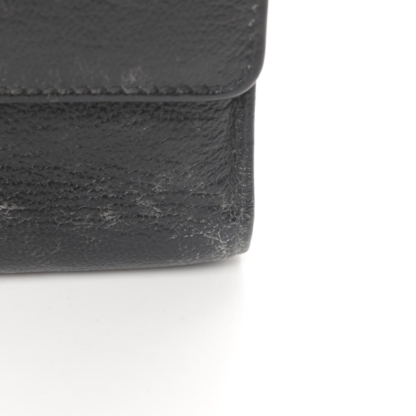 Goatskin Compact CC Flap Wallet Black