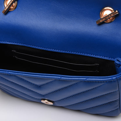 Saint Laurent Sheepskin Matelasse Chevron Monogram Classic Baby Chain Bag Blue Majorelle 13 of 17