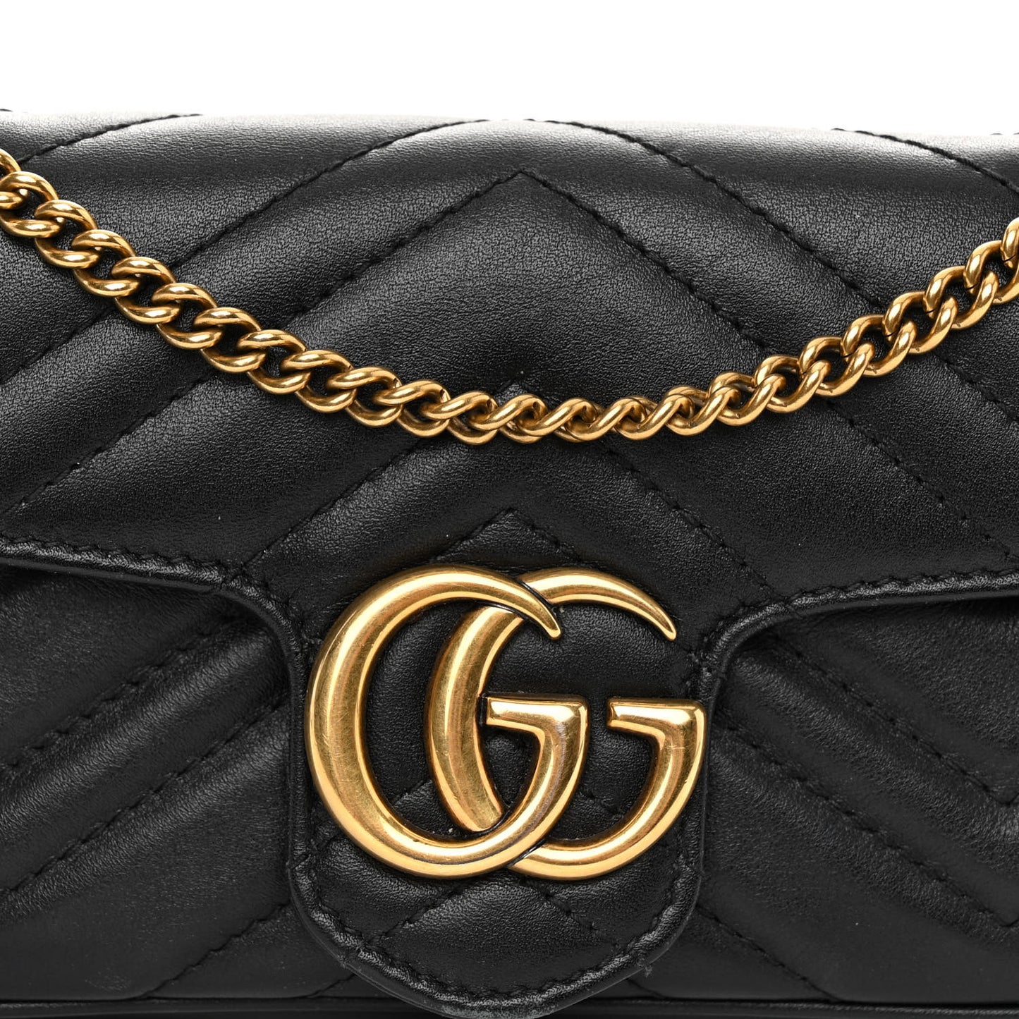 Calfskin Matelasse Super Mini GG Marmont Shoulder Bag Black