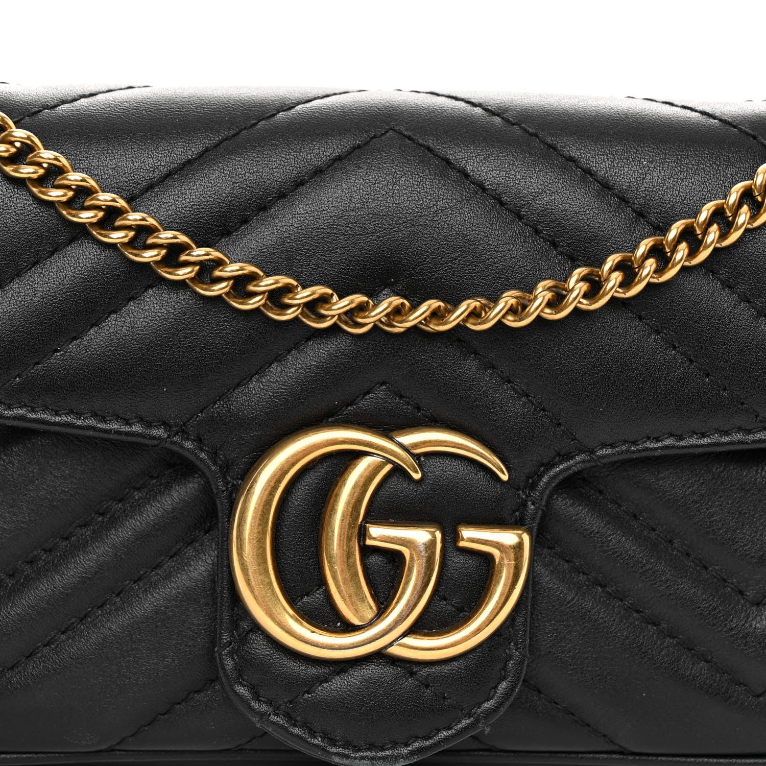 Gucci Calfskin Matelasse Super Mini GG Marmont Shoulder Bag Black 8 of 11