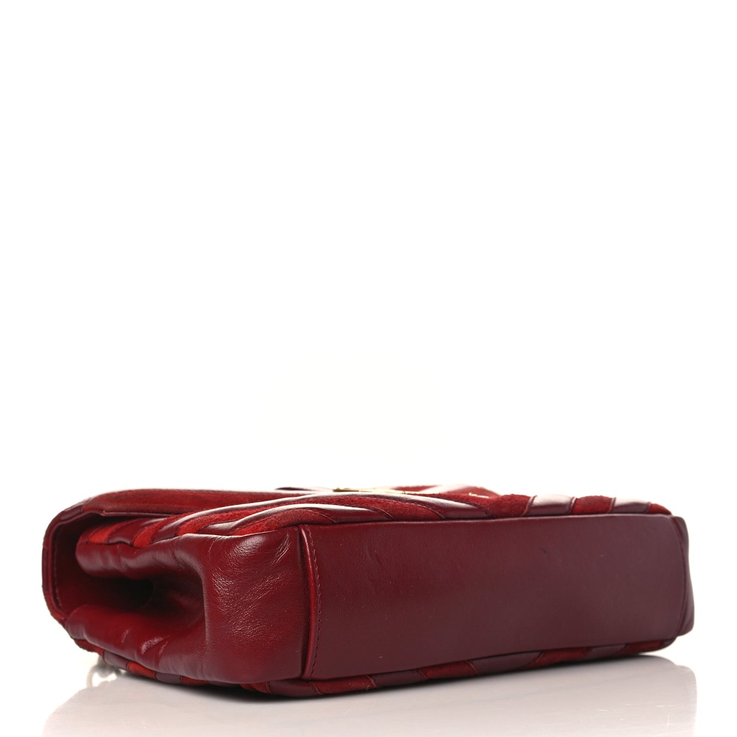 Calfskin Suede Matelasse Chevron Medium Monogram College Bag Burgundy
