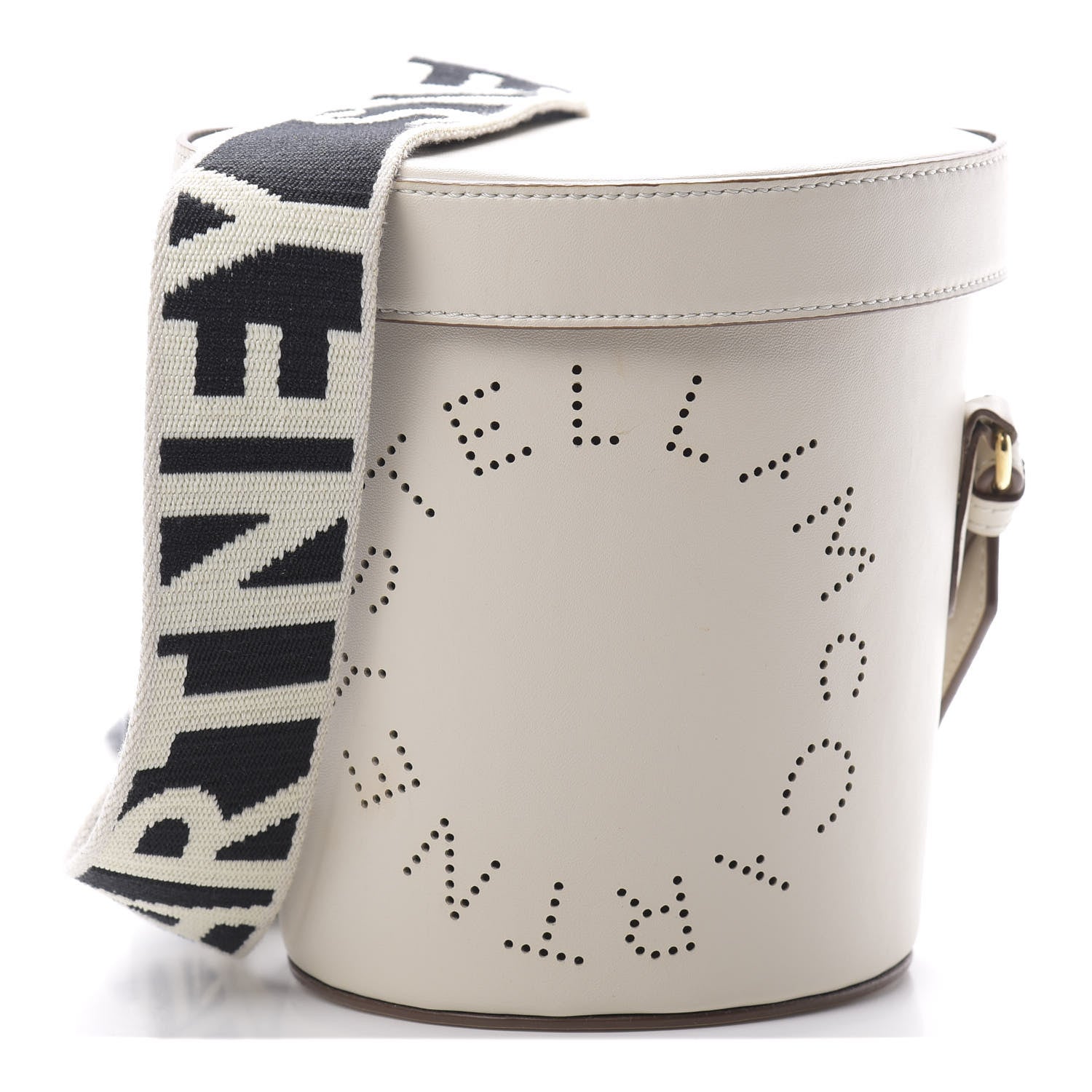 Stella McCartney Eco Soft Alter Nappa Perforated Logo Bucket Bag White 1 of 13