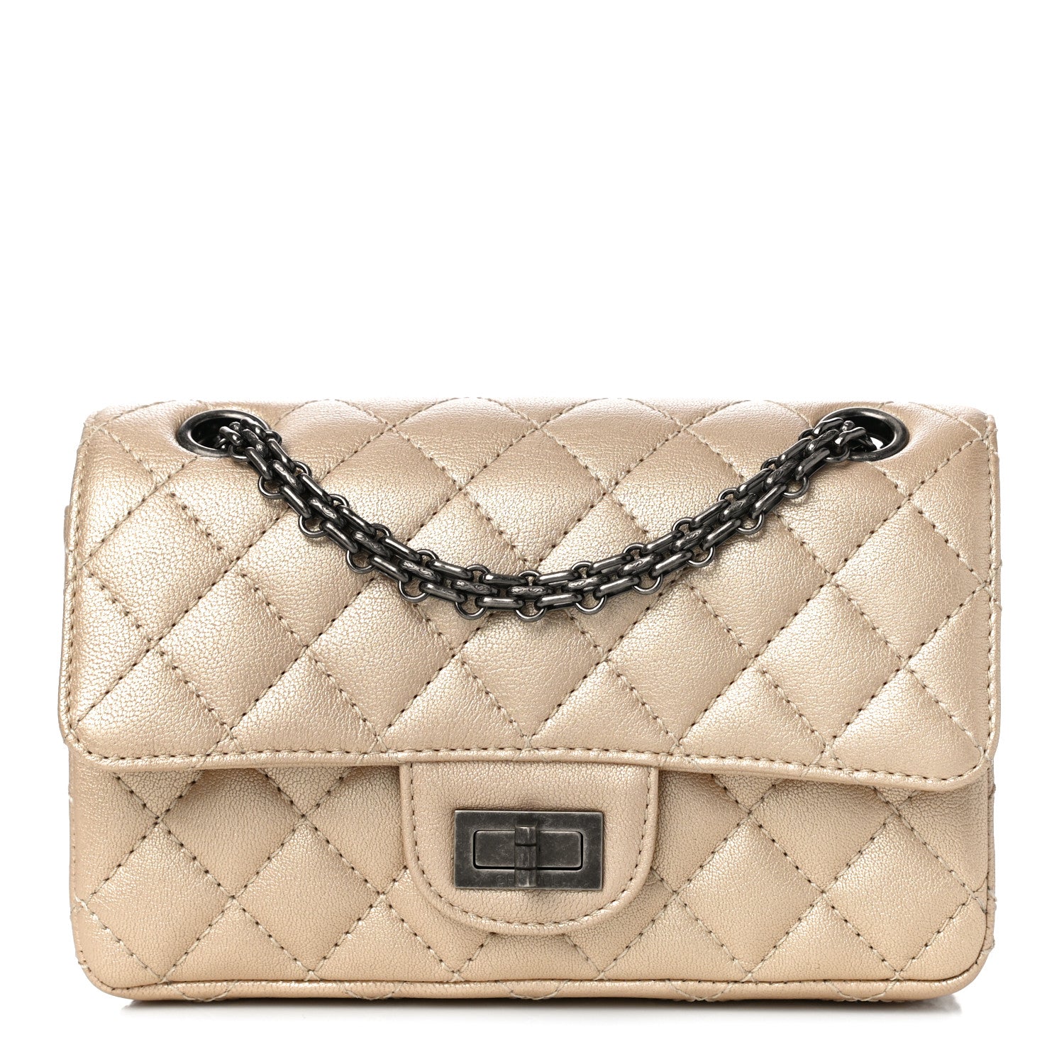 Chanel Metallic Sheepskin Quilted 2.55 Reissue Mini Flap Beige 1 of 11
