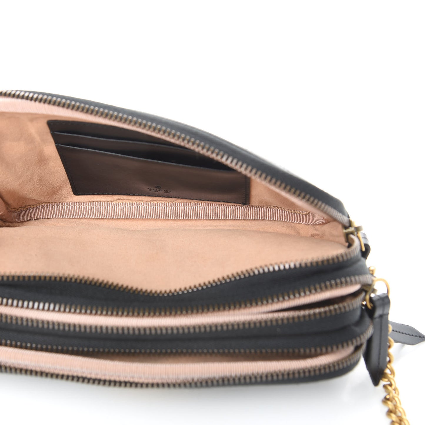 Calfskin Matelasse Mini GG Marmont Chain Crossbody Bag Black