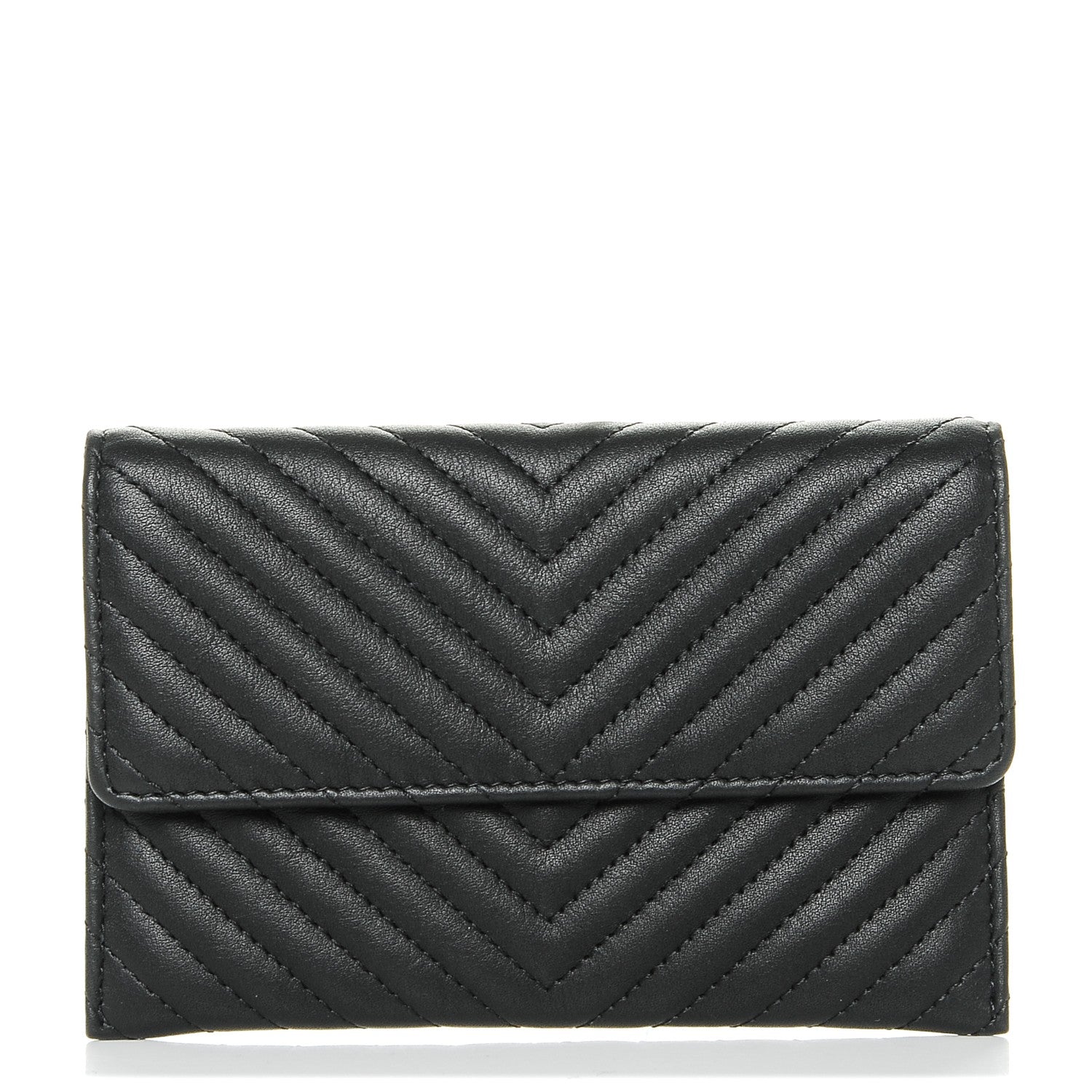 Chanel Calfskin Chevron Wallet On Chain WOC Insert Black 1 of 7