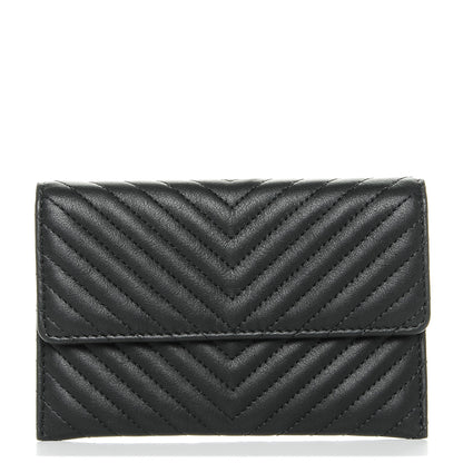 Chanel Calfskin Chevron Wallet On Chain WOC Insert Black 1 of 7
