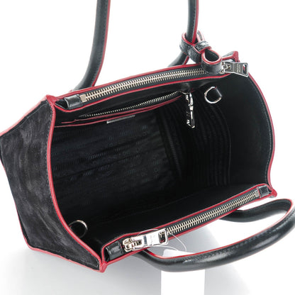Prada Glace Calf Suede Mini Twin Pocket Tote Nero Black 5 of 9