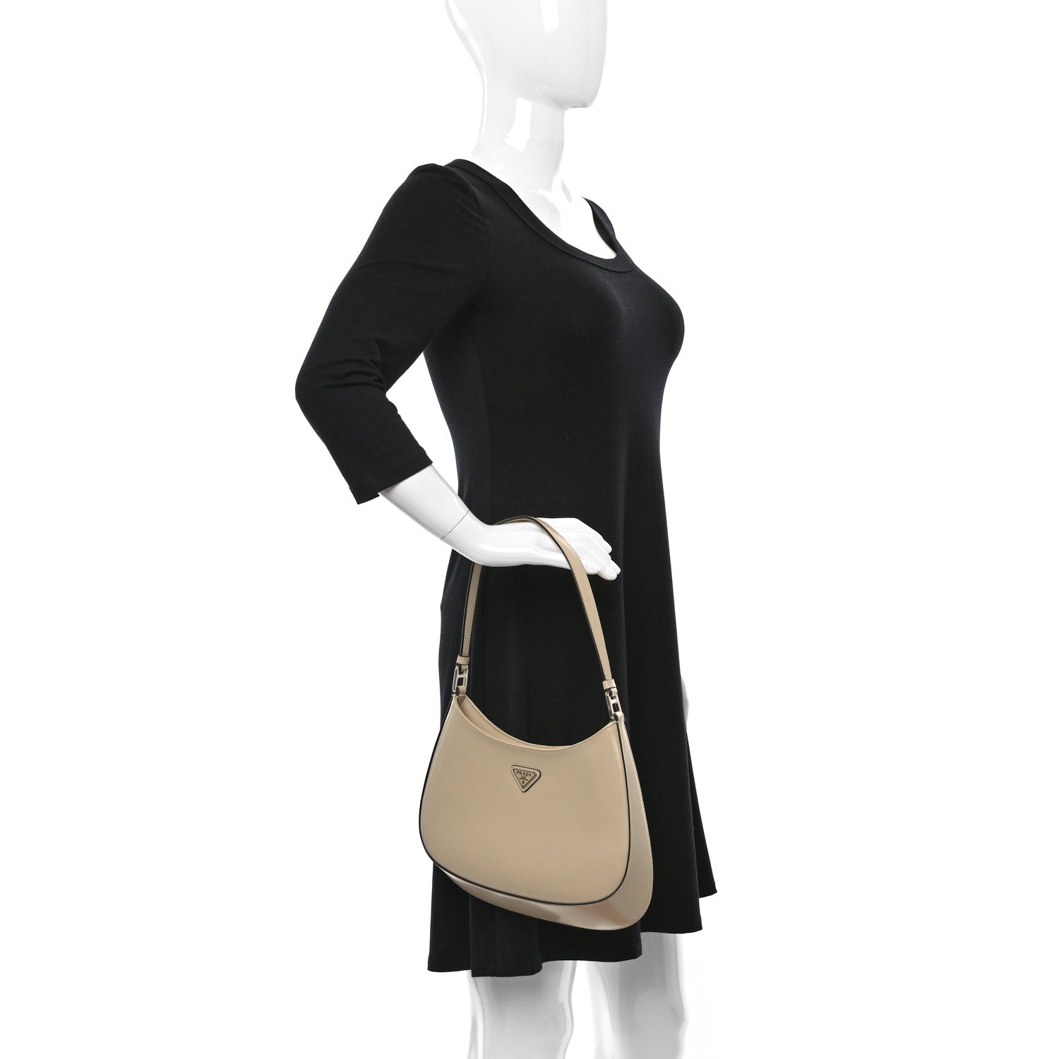 Prada Spazzolato Cleo Shoulder Bag Deserto Black 2 of 9