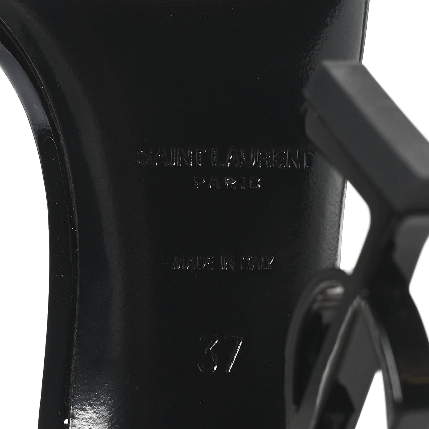 Saint Laurent Patent Calfskin Opyum 110 Sandals 37 Black 7 of 9