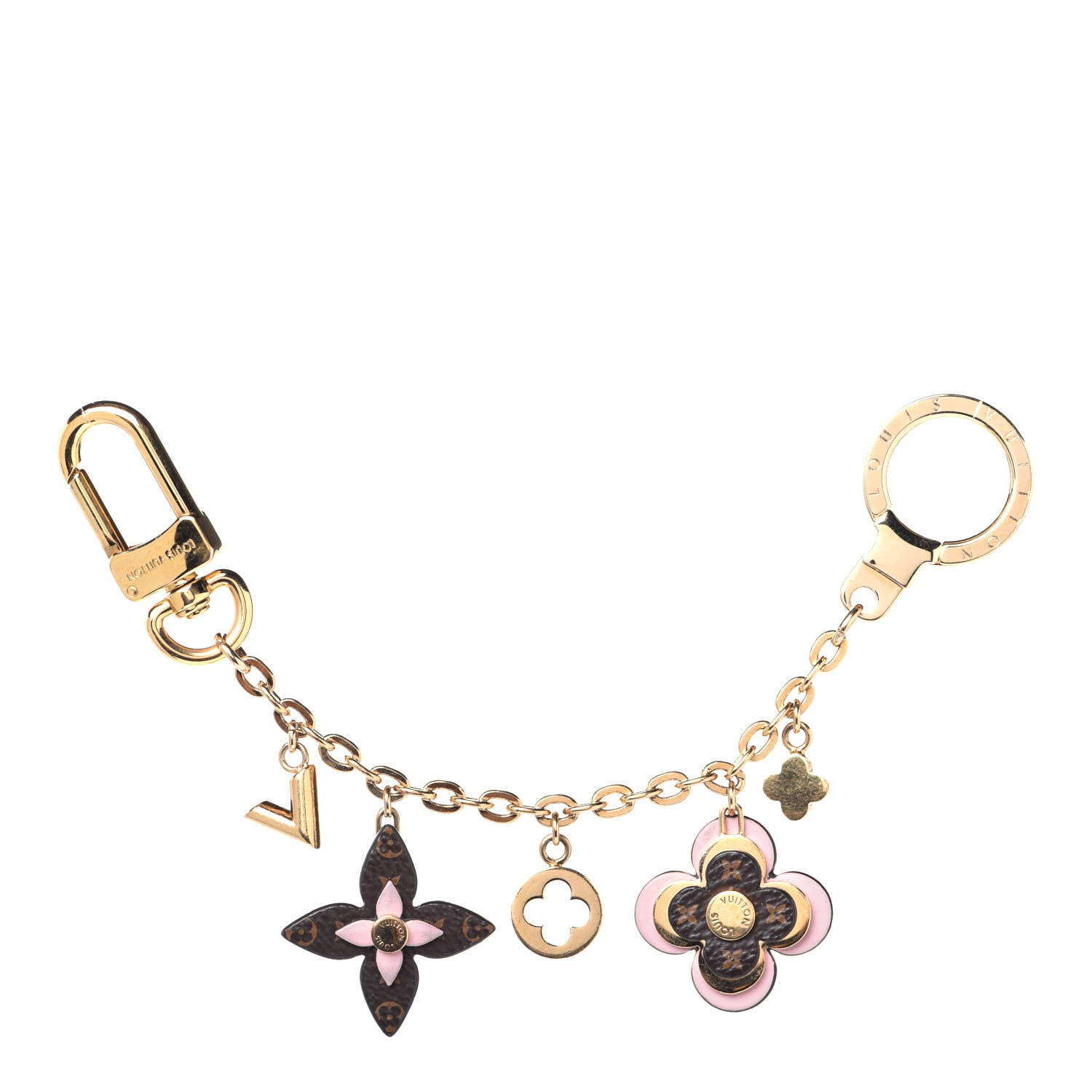 Louis Vuitton Brass Monogram Blooming Flowers Bag Charm Key Holder Rose Ballerine 1 of 4