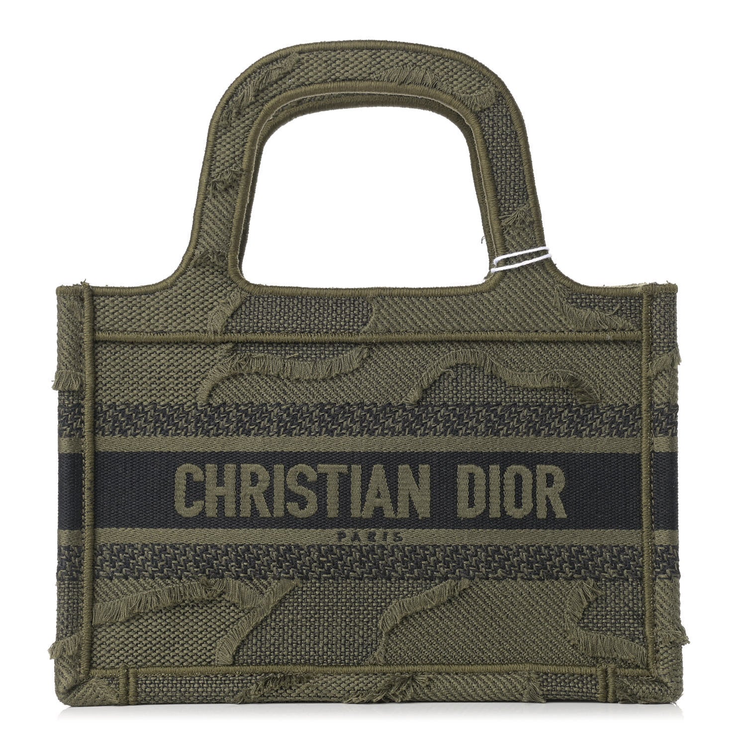 Christian Dior Canvas Embroidered Camouflage Mini Book Tote Green 1 of 11