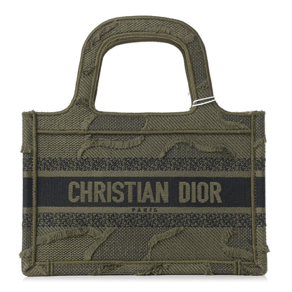 Christian Dior Canvas Embroidered Camouflage Mini Book Tote Green 1 of 11