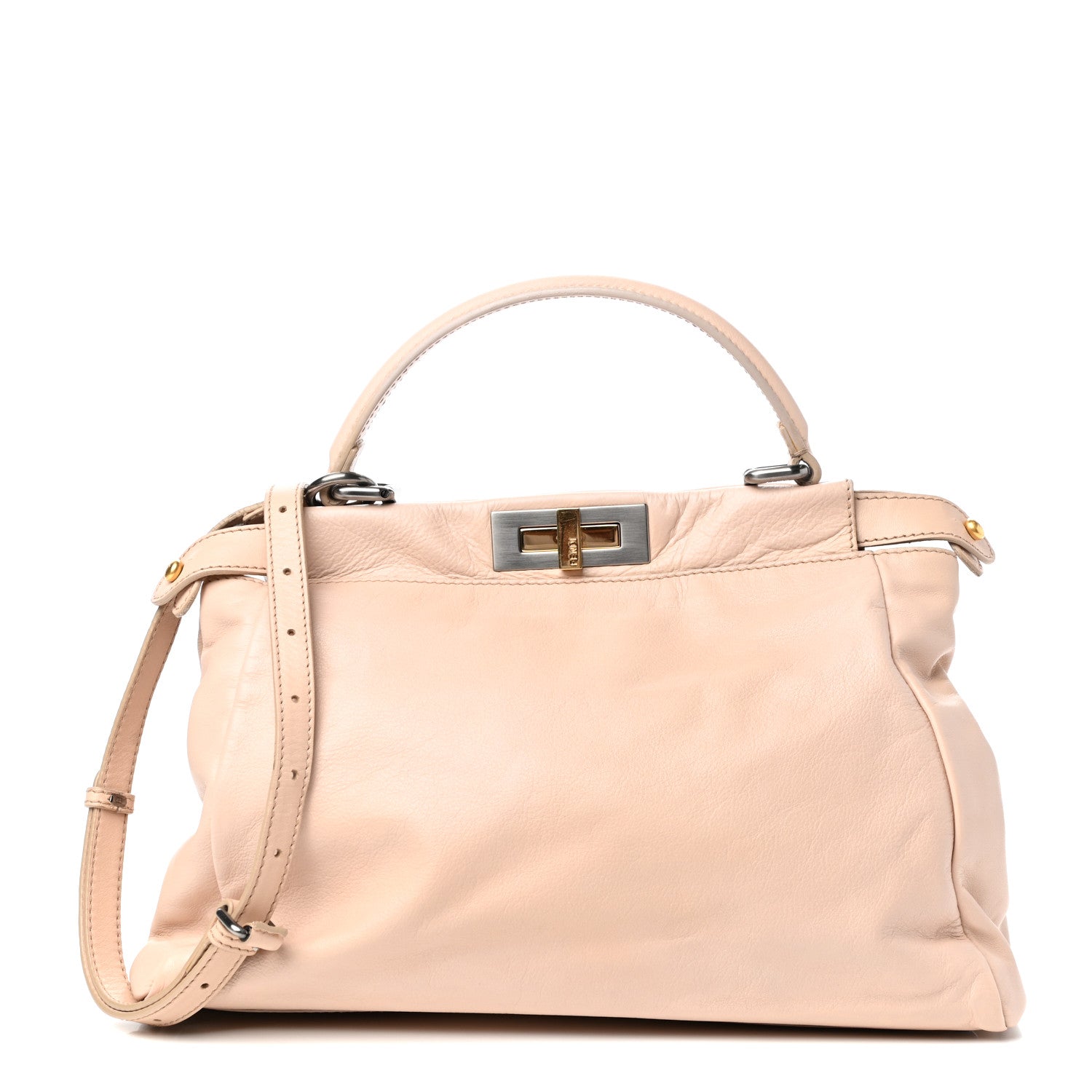 Fendi Calfskin Medium Peekaboo Iconic Satchel Nude 1 of 9