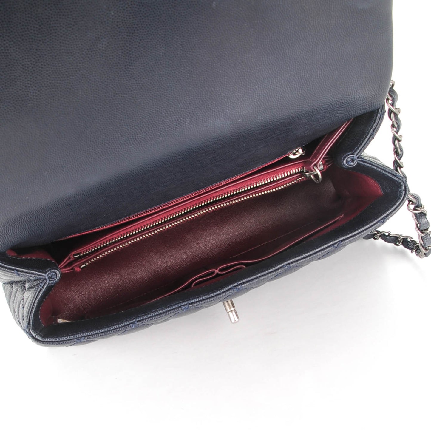 Caviar Lizard Quilted Small Coco Handle Flap Navy