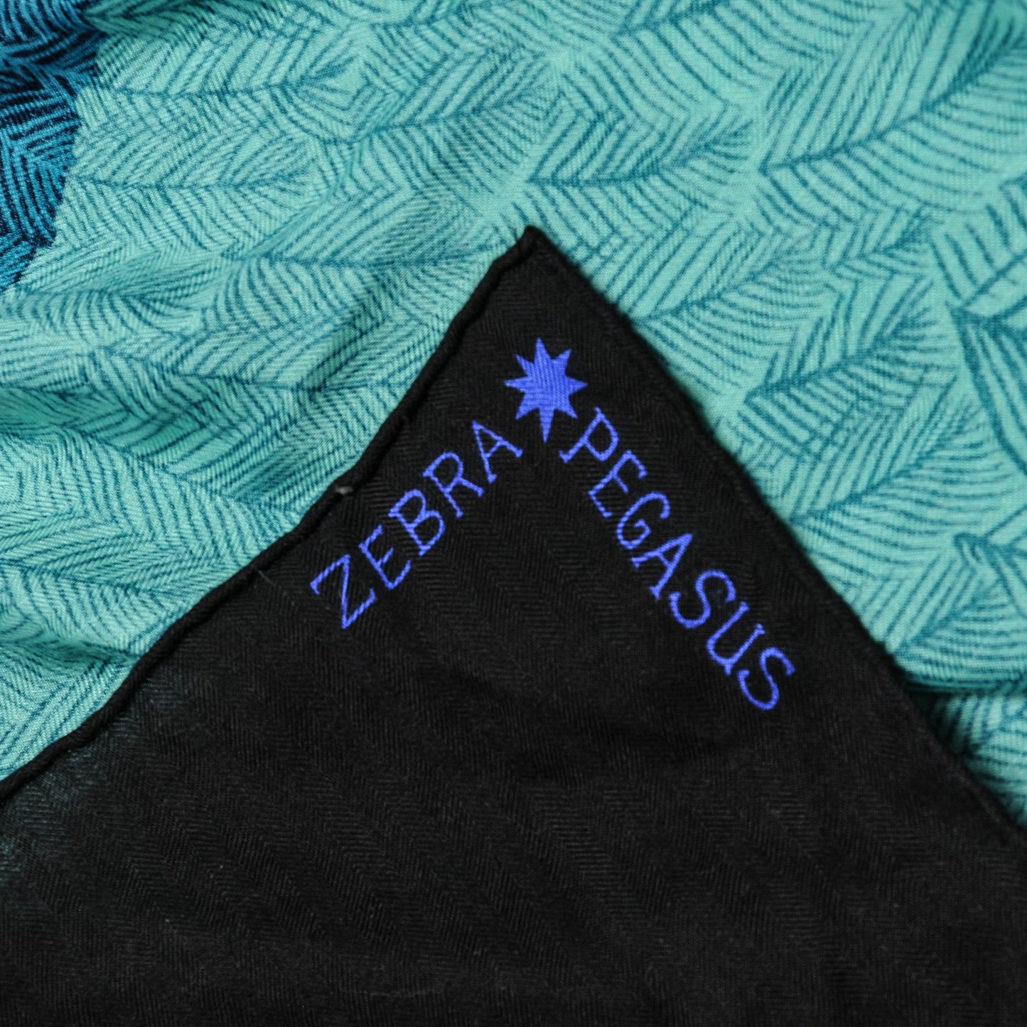 Cashmere Silk Zebra Pegasus Shawl GM 140 Caban Turquoise Bleu Klein