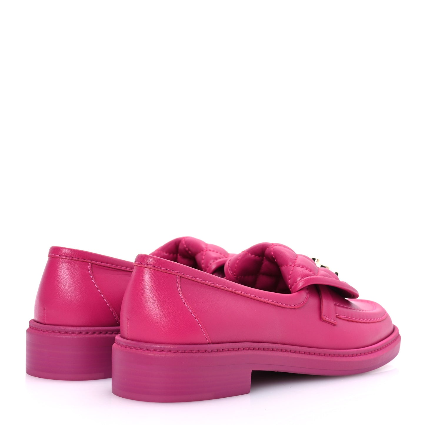 Lambskin Quilted CC Turnlock Loafers 37 Fuchsia