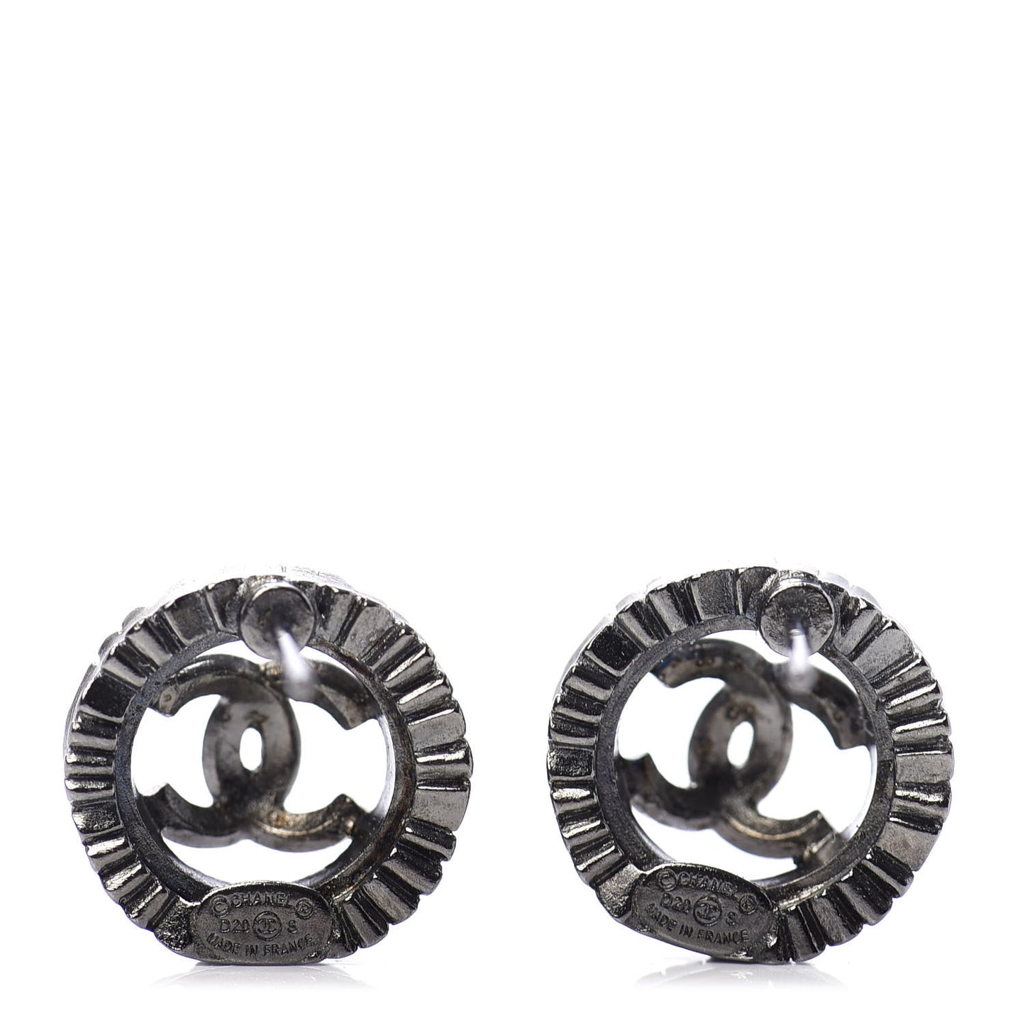 Ruthenium Crystal CC Round Earrings Silver