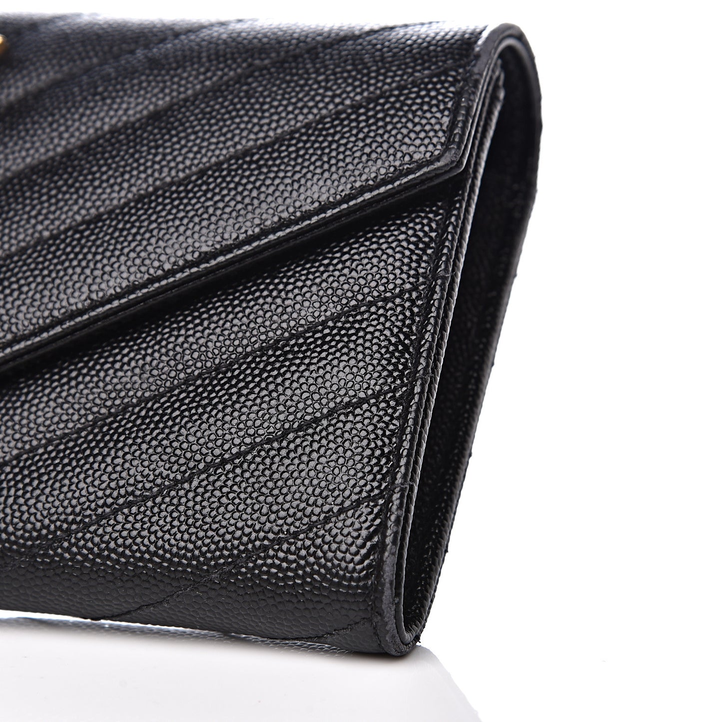 Grain De Poudre Matelasse Chevron Monogram Flap Wallet Black